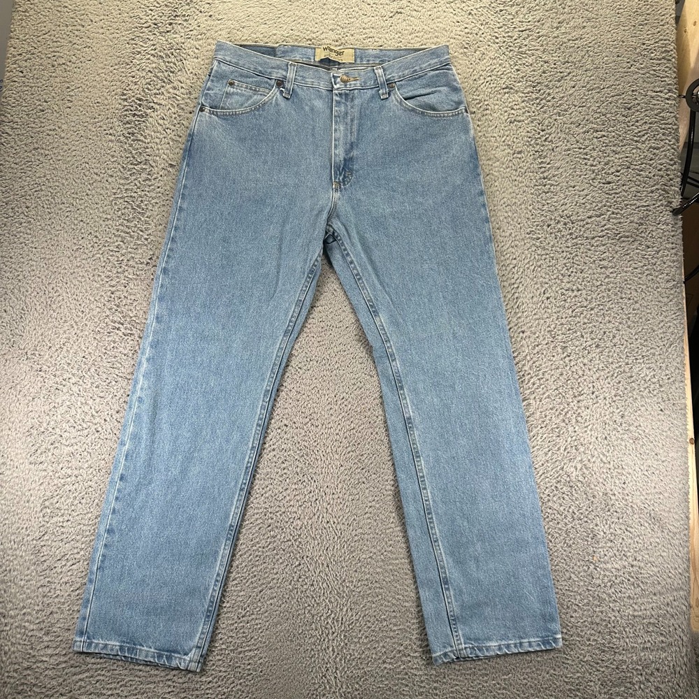 Wrangler Authentics Jeans Mens 34x31 Blue‎ Cotton Denim Straight Leg Workwear